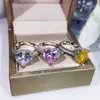 Sets Choucong Classical Jewelry Set 925 Sterling Silver Pear Cut Multi Color Topaz CZ Diamond Gemstones Eternity Women Wedding Band Dan