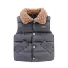 Mudkingdom Kinder Jacke Weste Herbst Winter Ärmellose Wolle Revers Kragen Kinder Oberbekleidung Junge Taste Schräg Tasche Mantel Kleidung 211111