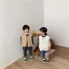 Spring Japonia Style Boys and Girls Solid Color Casual Cienkie kamizelki Moda Dzieci Dzieci Bawełniane Wszystkie dopasowanie Luźne Kamizelki 210615