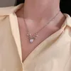 Pendentif colliers mode coréenne luxe cristal exquis Zircon incrusté cerf collier pour femmes filles créatif clavicule chaîne
