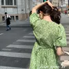 Fransk sommarklänning Kvinnor Vintage Blomklänning Lång Casual Puff Sleeve Damklänningar Streetwear Koreansk Fashion Robe Plus Size 210527