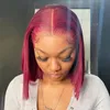 Koronkowe peruki 13x6 prosto Burgundia 99J Bob Parging czerwony Krótki przód Human Hair Frontal For Black Women Brazylian Remy4501106