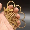 거미 웹 모양 금속 놋쇠 너클 더 스터 4 손가락 호랑이 손가락 야외 보안 포켓 백팩 EDC 도구