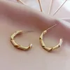 Hoop & Huggie French Distortion Interweave Twist Metal Earrings C Shape Geometric For Women Accessories Fashion Jewelry 2021