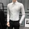 Camicia casual da uomo a maniche lunghe con paillettes Nero Bianco Slim Fit Top camicetta Night Club Party Bar Streetwear Camicie eleganti sociali 210527