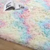 Kolorowe dywany Kudłaty dywan do salonu Dywanik Dywaniki Rainbow Color Soft Fluffy Pluszowy Dywan Do Sypialni Wystrój Domu 210928