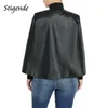 Costumes pour femmes Blazers Faux cuir noir Cape Blazer femmes décontracté veste en cuir synthétique polyuréthane automne élégant à manches longues haut bureau professionnel