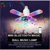 Mini lampadina pieghevole a 4 foglie 24W E27 RGB Musica Lampada da soffitto deformabile Palla magica Colorato intelligente Audio pieghevole Bar Decorazioni per feste