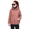 Parka da donna in piumino 2021 cappotto in cotone giacca invernale corta femminile con cerniera con cappuccio caldo imbottito nero capispalla casual K921