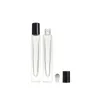 Nouveau 10ml vide stylo carré verre clair rouleau sur bouteille avec bouchon en or boule en acier inoxydable pour parfum d'huile essentielle RRF12862