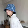 Moon Print Jean Bucket Hat for Women Denim Blue Bob Hats Sun Protection Short Brim Fisherman Caps Designer Cloche Hat Streetwear Y220301