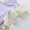 Robe de fille de dentelle de fleur d'été au détail robes d'enfants pour princesse fête robe de bal vêtements de bébé 2-6 ans LT016 210610