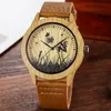 Relógios de pulso 2 pcs set wood watch homens mulheres casal imitação de bambu de madeira de quartzo masculino relógios de couro cervos cessões relógio