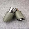 1 PCS: Straight Edge Exhaust Tip Car Akrapovic Pipe Green Carbon fiber With Stainless steel Exhausts tips Muffler