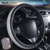 Karcle Rhinestones Brilhantes Roda Diamante PU Couro Capa Capa de Direcção de 15 polegadas Universal Auto Acessórios