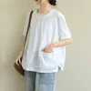 Summer Fashion Women Half Sleeve O-neck Loose Tshirt all-matched Casual Solid Tee Shirt Femme cotton Tops Plus Size S805 210512