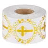 Party Decoration Religious Christian Cross Stickers Gold Silver Foil Round Labels Christening Communion Occasions Sealing Label Sticker