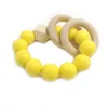 Baby teether armband teething toys pacifiers chew bite nyfödda tänder vård pärlor smycken smärtlindring silikon trä ringar spädbarn zyy876