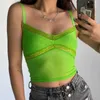 Lace Mesh Women Crop Top See Through Sexy Tank Baklösa Slim E-Girl Camis Ärmlös Sommar Streetwear 210607