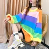 H.SA Camisola de Inverno Mulheres ONECK Estilo Solto Superized Pullover e Suéteres Rainbow Knit Jumpers Coreano Pull Jumper Outono Pano 210716