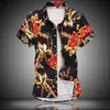 القمصان الصيفية للرجال شاطئ هاواي استوائيًا ، قمصان زهرية قصيرة الصيف 5XL 6XL 7XL 210412