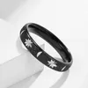 Simple Frosted Carved Stars and Moon Ring Titanium Steel for Women Trendy Tail Ring Rose Gold/Silver Color Wedding Band Jewelry G1125