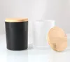 Bottiglie di imballaggio barattolo di vetro vuoto con coperchio in bambù per crema di cera per candele satinato nero opaco trasparente 150g etichetta adesiva personalizzata portacandele
