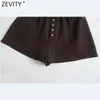 Women Fashion Solid Color Texture Leisure Shorts Ladies Side Pocket Buttons Chic Summer Pantalone Cortos P1034 210420