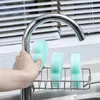 Ganchos rieles de acero inoxidable para grifo, estantes de almacenamiento ajustables para fregadero, escurridor de esponja, estantes para jabón de baño y cocina