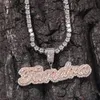 A-Z CSUTOM CURSIVE Brev Big Name Halsband Personifierad Tennis Chain Iced Out 2 Färger Kubik Zirconia Fashion Hiphop Smycken