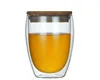 Wholesale Double Wall Glass Cup Tumblers Reusable Coffee Mugs Mug With Bamboo Lid For Tea Drinking 350ML