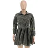 Fábrica Direto Camuflagem Camuflagem Bead Collar Cintura Guarda-chuva Outwear Femme Primavera Queda Europa Estilo Casaco Mulheres Streetwear 210520