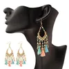 Dangle & Chandelier Ethnic Wind Bohemian Style Drop Earrings Alloy Hollow Pendant Long Cotton Silk Tassels 2022 Retro Gypsy Jewelry Gift