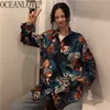 Chic Vintage Camicette Donna Stampa allentata Floreale Coreano Blusas Mujer Primavera Streetwear Camicie Top 15170 210415