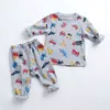 Enfants Deux Pièces Costume T-shirt Pantalons Tenues Dessin Animé Coton Bébé Garçons Et Filles Vêtements Ensemble Enfants Bébé Pyjamas Survêtement Ensembles 210413