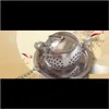 Coffee Tools Home Kitchen Bar Tool Stainless Steel Loose Teapot Shape Tea Infuser With Tray Lovely Convenient Spice Drinking Strainer 4Cjgt