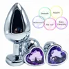 Nxy Sex Anal Toys Smooth Metal Anal Butt Plug Set Ass Sex for Women Crystal Jewelry Heart Steel Erotic Massager 1217