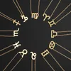 12 modeli naszyjnik zodiaku litery Wisząca Constellation Naszyjnik dla mężczyzn Kobiety Para Kochankowie Biżuteria Prezent z karta Wish Cena hurtowa