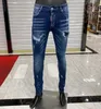 Pantaloni da uomo anni '20 Jeans skinny Adesivi Lavaggio chiaro Strappato Lungo blu Motociclista Rock Revival Joggers True Religions Men