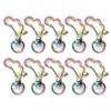 10pcs Rainbow Metal Snap Hook Lobster Clasp Lanyard with Keyring for Keychain Heart Star Cat Key Chain DIY Bags Finding G1019