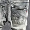 Italian Style Fashion Men Jeans Retro Slim Fit Elastic Ripped Denim Pencil Pants Vintage Designer Hip Hop Long Trousers Hombre