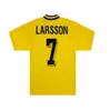 1994 스웨덴 축구 유니폼 홈 옐로우 레트로 94 고전적인 골동품 # 11 Brolin # 10 Dahlin # 7 Larsson 빈티지 Maillot 멀리 멀리 화이트 축구 셔츠