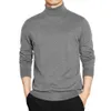 Qualité Chaud Chandails Hommes Pull Col Roulé Mince Chandail Solide De Base Mince Tricoté T-shirts Homme Tissu Homme Vert Gris Noir Rouge Y0907