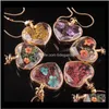 Murano Coeur Forme Verre Murano Aromathérapie Pendentif Colliers Bijoux Fleurs Sèches Par Flacon Bouteille Pendentifs Whvm7