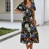 Senhoras Bohemian Vintage Floral Impressão Maxi Vestido Mulheres Long Boho Feriado Verão Mulheres Vestidos de Praia Vestidos Sundress Vestido 210416