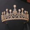 Kopfbedeckungen, glänzende Tiaras und Kronen, Braut, großer hohler Kristall, Hochzeitskrone, Königin, König, Haarschmuck, Kopfschmuck
