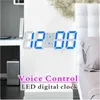 Reloj de pared LED 3D Mesa de alarma digital Mesita de noche Decoración de la habitación del hogar Electrónica con luz nocturna Thermomet 211112
