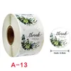 1 inch 500PCS Roll Floral Thank You Label Stickers Envelope Seals Round Adhesive Festive Decoration For Holiday Presents