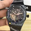 3A K8F 41mm Asian 2813 Automatisk herrar Titta på svart innerskelett Dial Tourbillon 316L Steel SS Case and Armband Sapphire Watches 300s