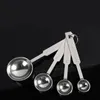 Stainless Steel Food Grade 4pcs/set Measuring Scoop Tools Kitchen Baking Spoon with Scales for Salt Milk Sugar